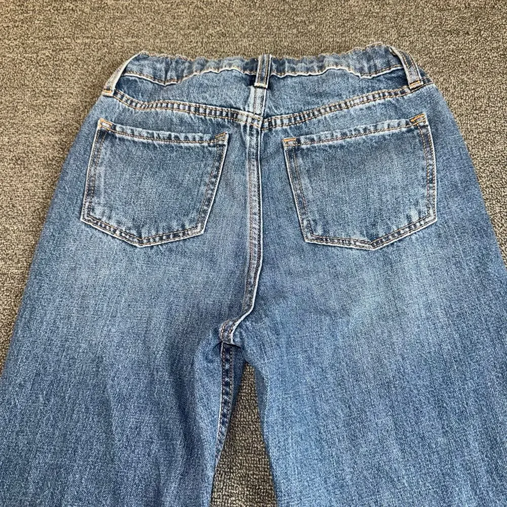 Old Navy High-Rise Slouchy Straight Jeans Girls Youth 12 Medium Wash Streetwear